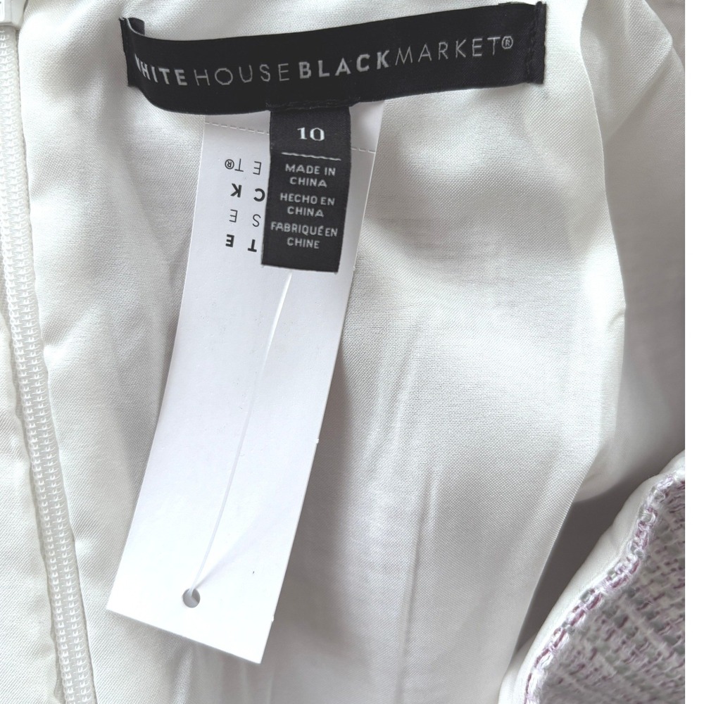 White House Black Market Tweed Pencil Skirt Cool Wisteria Ecru Size 10 NWT - Picture 4 of 6